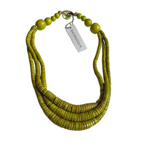 Decouture Lime Green 3 Strand Beaded Statement Necklace